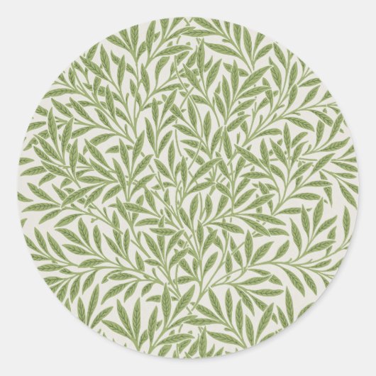 William Morris Grünes Blumen Botanisches Muster Runder Aufkleber (Vorderseite)