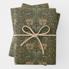 William Morris: Grünes Honeysuckle Wrapping Paper Geschenkpapier Set