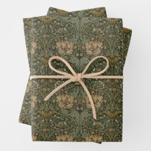 William Morris: Grünes Honeysuckle Wrapping Paper Geschenkpapier Set