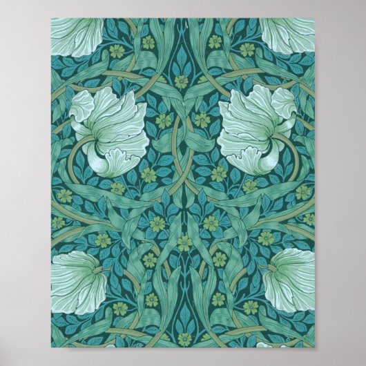 William Morris - Grünes Pimpernell-Muster Poster (Vorne)