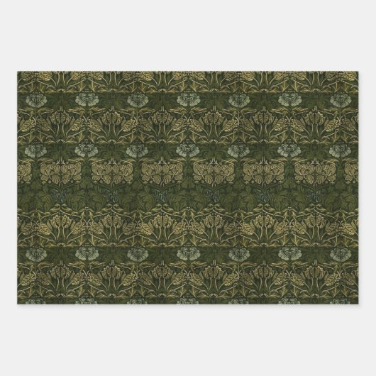 William Morris: Grünes Tulip & Rose-Umschlagpapier Geschenkpapier Set (Vorderseite 2)