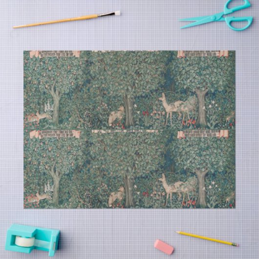 William Morris Grünwald Wald Tier Botanisch Seidenpapier (Basteln)