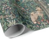 William Morris Grünwald Waldtier Botanisch Geschenkpapier (Rolleneckpunkt)