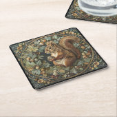 William Morris Herbst Eichhörnchen Blätter Beeren Rechteckiger Pappuntersetzer (angewinkelt)