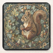 William Morris Herbst Eichhörnchen Blätter Beeren Rechteckiger Pappuntersetzer (Vorderseite)