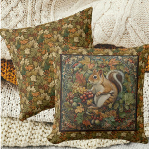 William Morris Herbst-Streifenhörnchen-Blätter-Bee Kissen