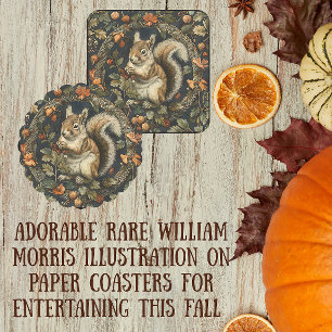 William Morris Herbst-Streifenhörnchen Blätter Bee Rechteckiger Pappuntersetzer