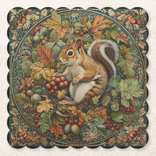 William Morris Herbst-Streifenhörnchen Blätter Bee Untersetzer