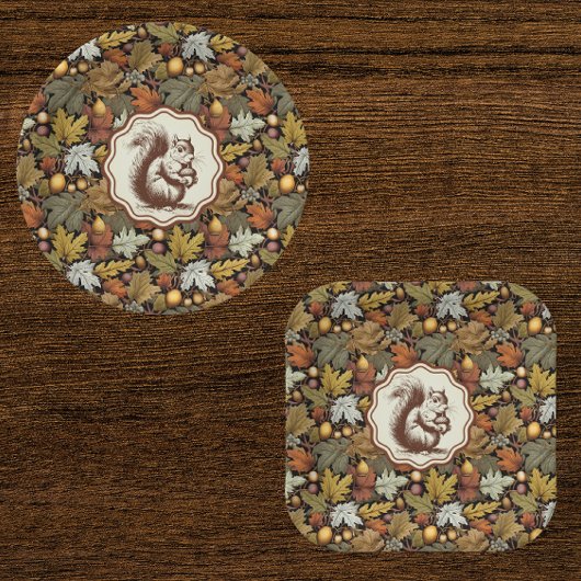 William Morris Herbstblätter Eichhörnchen Pappteller