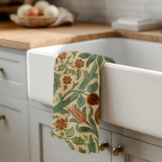William Morris Herbstfarben Floral, Englisch Hütte Geschirrtuch