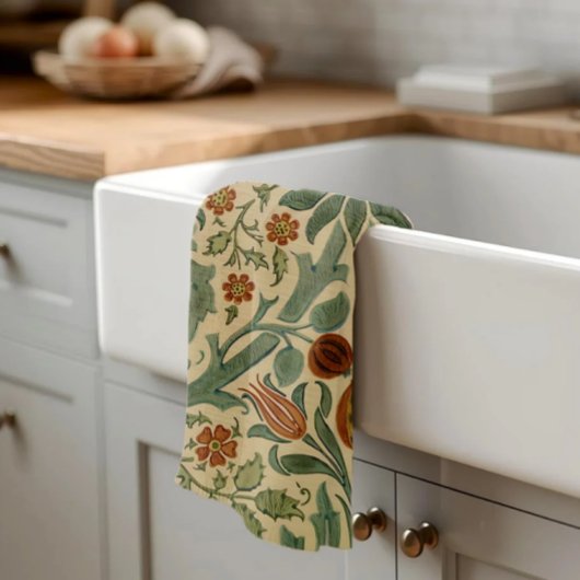 William Morris Herbstfarben Floral, Englisch Hütte Geschirrtuch