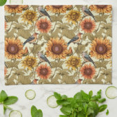 William Morris Herbstsonnenblumen Vögel Herbst Geschirrtuch (Gefaltet)