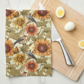William Morris Herbstsonnenblumen Vögel Herbst Geschirrtuch (Viertel Falte)