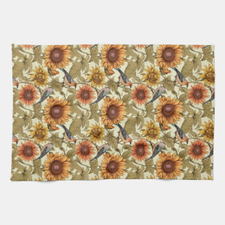 William Morris Herbstsonnenblumen Vögel Herbst Geschirrtuch