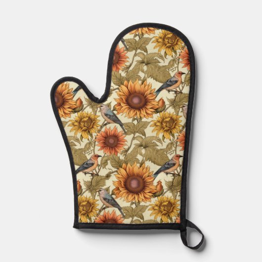 William Morris Herbstsonnenblumen Vögel Herbst Ofenhandschuh (Vorderseite)
