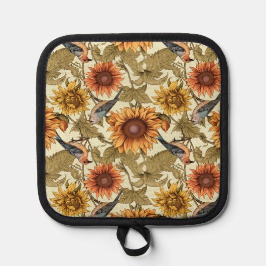William Morris Herbstsonnenblumen Vögel Herbst Topflappen (Vorderseite)