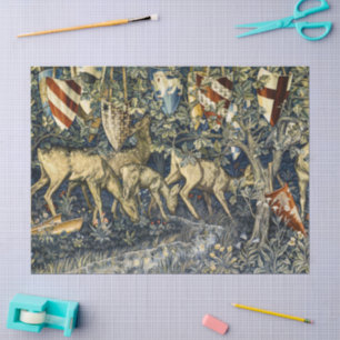 William Morris Hirsch und Schilde in üppiger Lands Seidenpapier