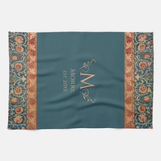 William Morris Holland Park Blue & Red Monogram Geschirrtuch (Horizontal)