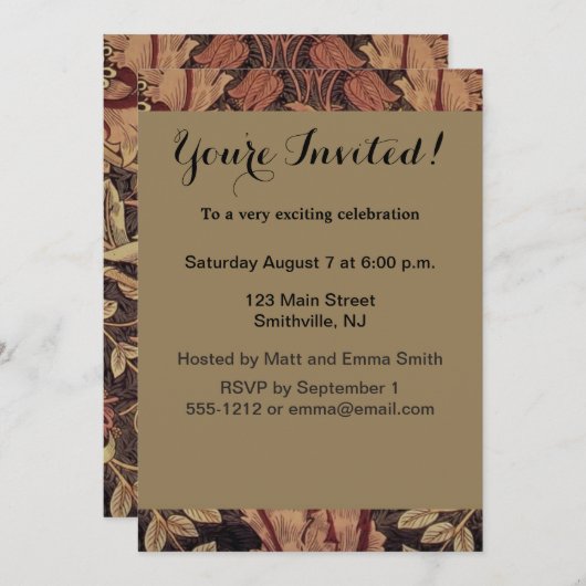 William Morris Honeysuckle Classic Einladung (Vorne/Hinten)