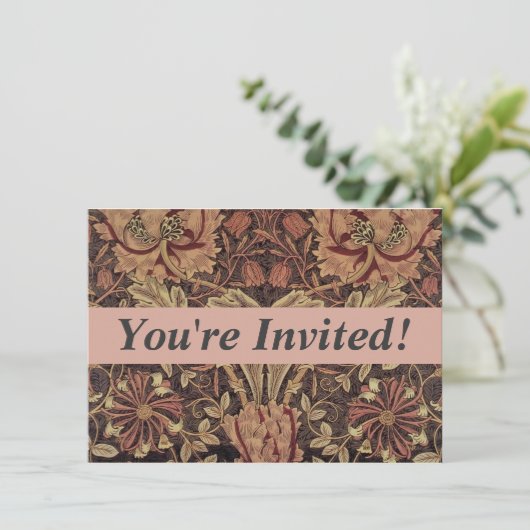 William Morris Honeysuckle Classic Einladung (Stehend Vorderseite)