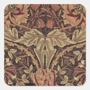 William Morris Honeysuckle Classic Quadratischer Aufkleber