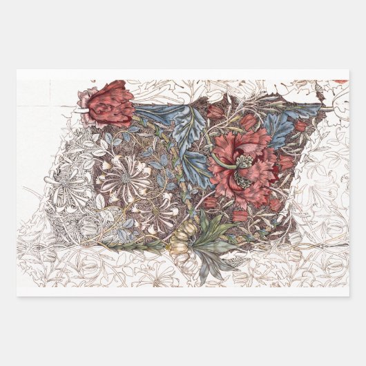 WILLIAM MORRIS : HONEYSUCKLE GESCHENKPAPIER SET (Vorderseite)