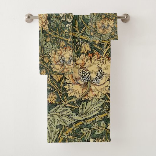 William Morris Honeysuckle Green Badhandtuch Set (Insitu)