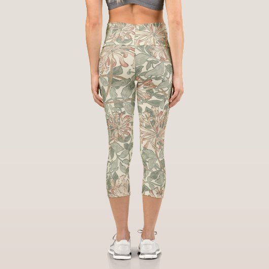 William Morris Honeysuckle Green Capri Leggings (Rückseite)