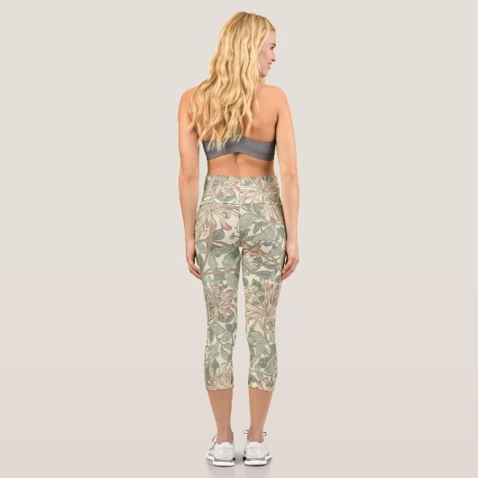 William Morris Honeysuckle Green Capri Leggings (Rückseite)