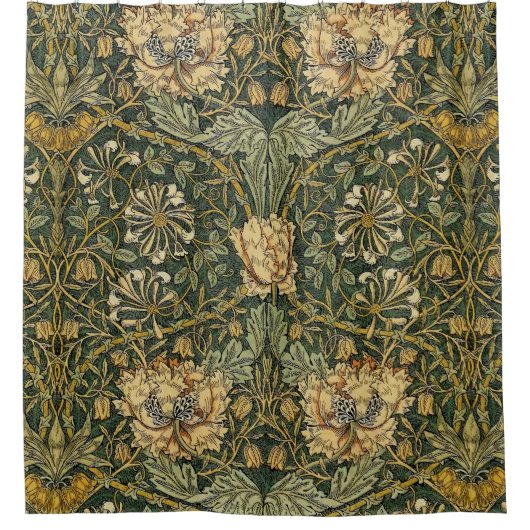 William Morris Honeysuckle Green Duschvorhang (Vorderseite)