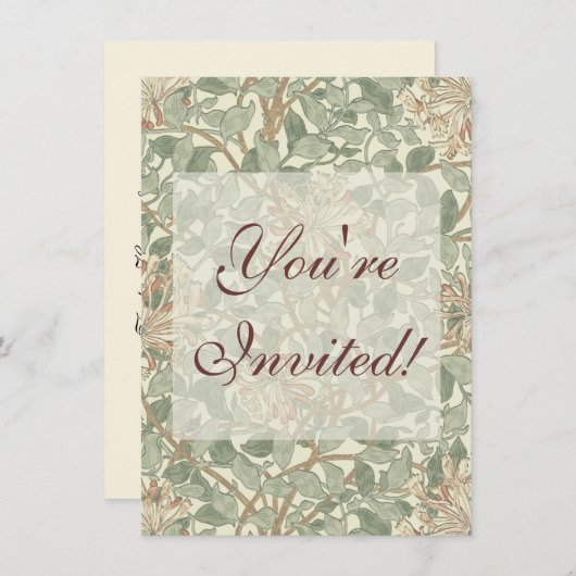 William Morris Honeysuckle Green Einladung (Vorne/Hinten)