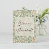 William Morris Honeysuckle Green Einladung (Stehend Vorderseite)