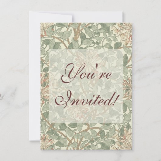 William Morris Honeysuckle Green Einladung (Vorderseite)