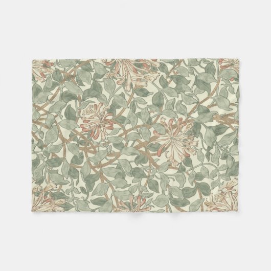 William Morris Honeysuckle Green Fleecedecke (Vorderseite (Horizontal))
