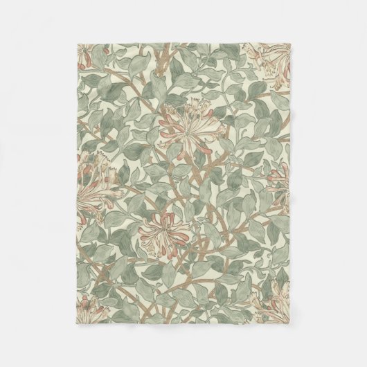 William Morris Honeysuckle Green Fleecedecke (Vorderseite)