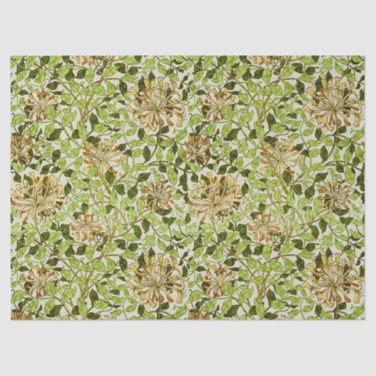 William Morris Honeysuckle Green Flowers Seidenpapier (Vorderseite)