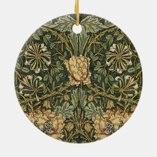 William Morris Honeysuckle Green Keramik Ornament (Hinten)