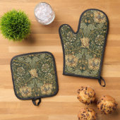 William Morris Honeysuckle Green Ofenhandschuh & Topflappen-Set (Oben Unten)