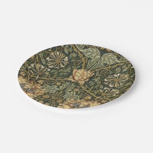 William Morris Honeysuckle Green Pappteller (Schrägansicht)