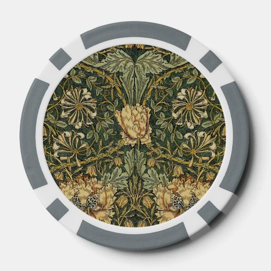 William Morris Honeysuckle Green Pokerchips (Rückseite)