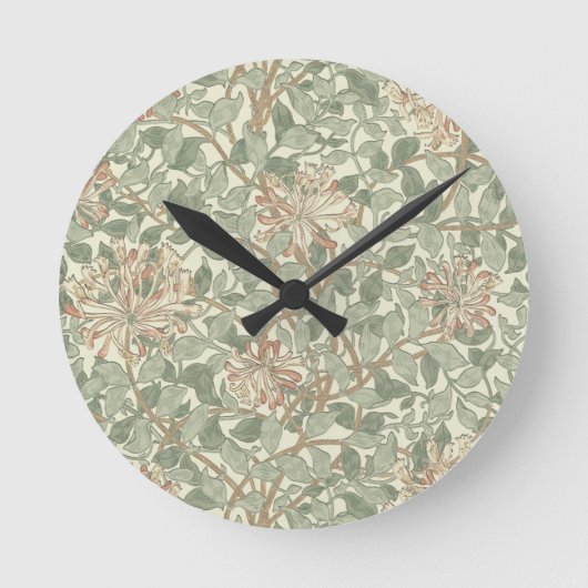 William Morris Honeysuckle Green Runde Wanduhr (Vorderseite)