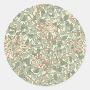 William Morris Honeysuckle Green Runder Aufkleber