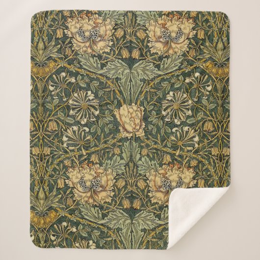 William Morris Honeysuckle Green Sherpadecke (Vorderseite)