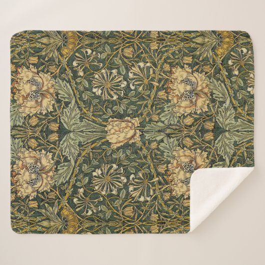 William Morris Honeysuckle Green Sherpadecke (Vorderseite (Horizontal))