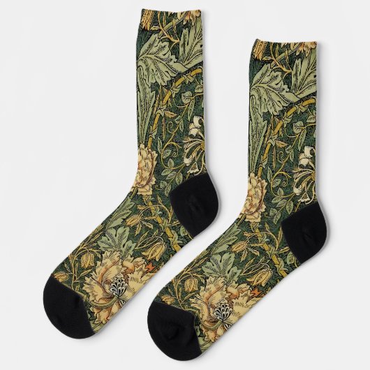 William Morris Honeysuckle Green Socken (Linkes Detail)