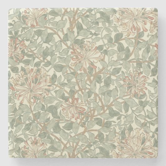 William Morris Honeysuckle Green Steinuntersetzer (Vorderseite)