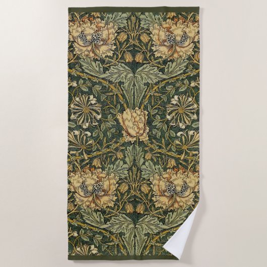 William Morris Honeysuckle Green Strandtuch (Vorderseite)