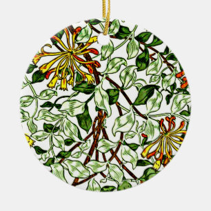 William Morris - Honeysuckle green und gelbes Gold Keramik Ornament