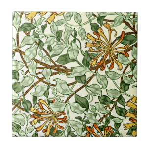 William Morris - Honeysuckle Green und Gold Fliese