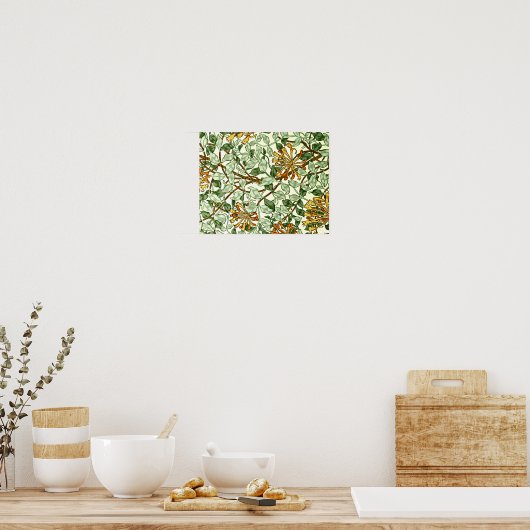William Morris - Honeysuckle Green und Gold Poster (Küche)